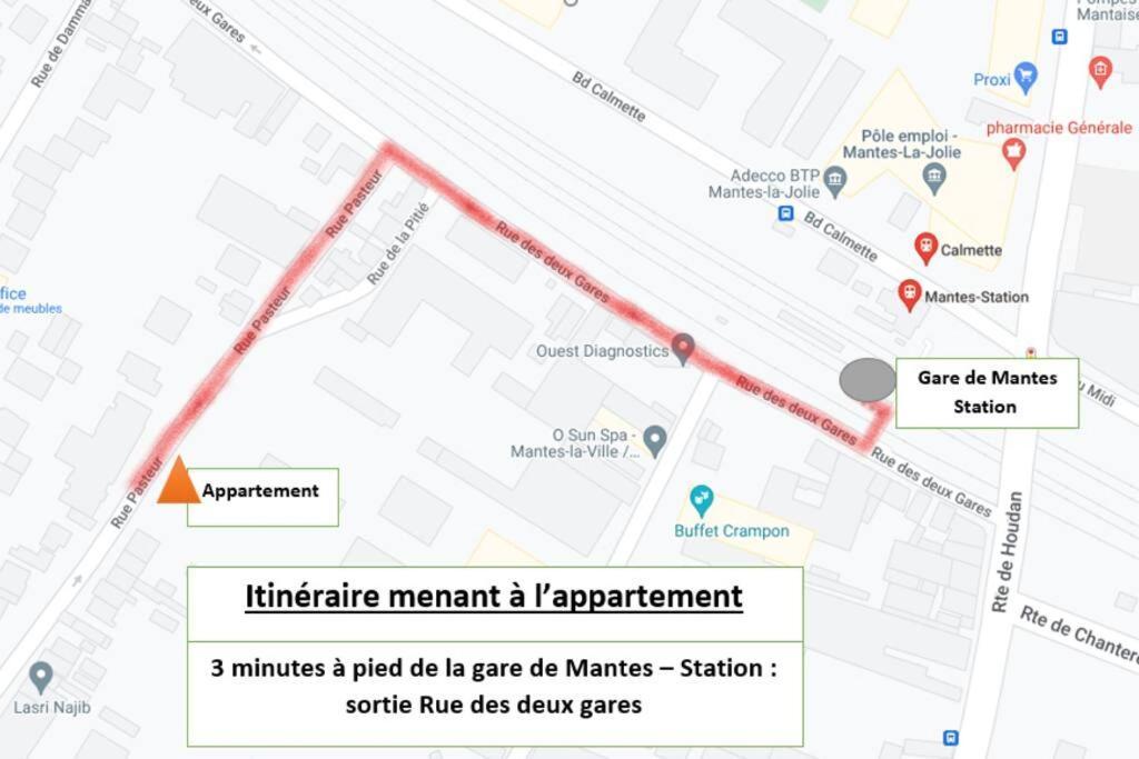 Appartement F2 De Haut Standing En Hypercentre Avec Jardin Prive A 270 M De La Gare De Mantes ! Buitenkant foto